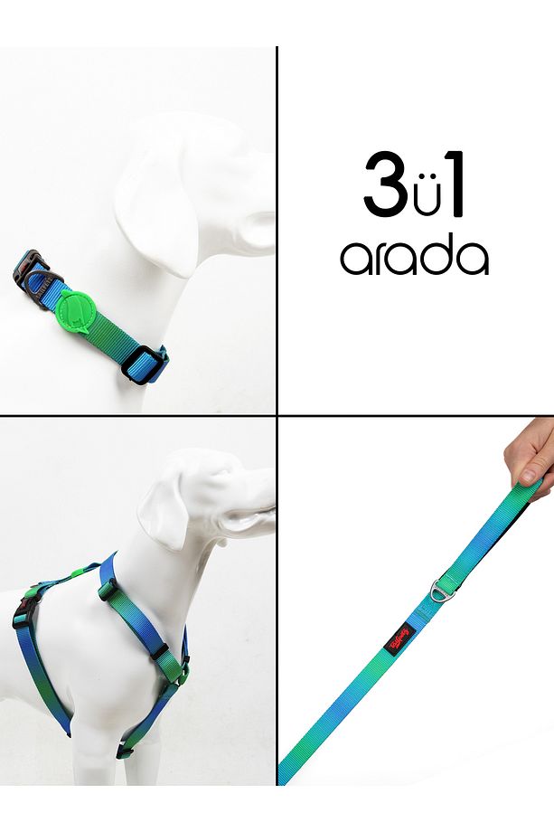 Amazon H-Tipi Göğüs Boyun Tasması ve Sevk Kayışı Seti 3ü1 Arada - 1