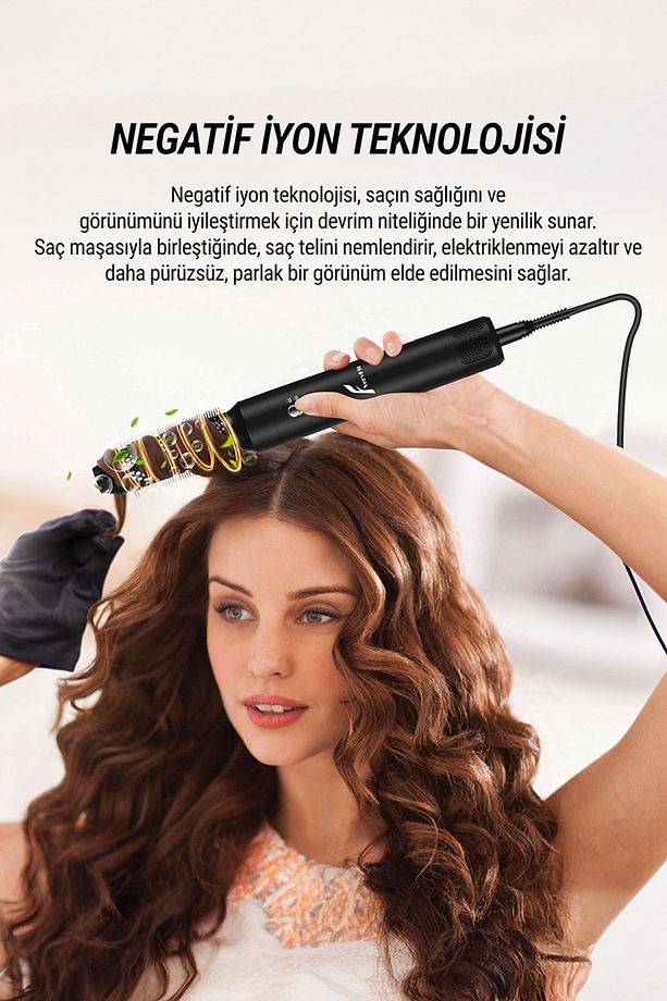 7 In 1 Hava Üflemeli Saç Düzleştirici Şekillendirici Airwrap Compact Saç Kurutma Fön Makinesi - 7