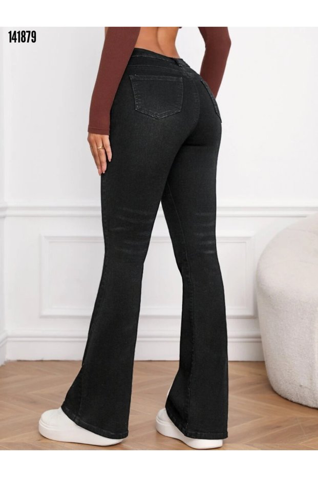New Season Women's High Waist Spanish Leg Jeans with Pockets