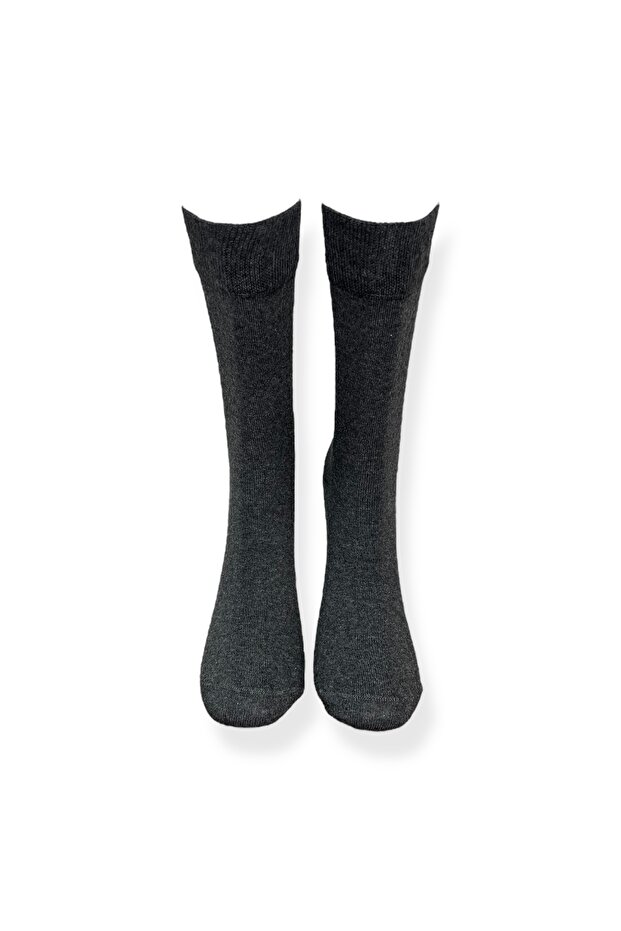 Tekli Unisex Düz Koyu Gri Renkli Esnek Nem Alabilen Pamuklu Çorap - 4