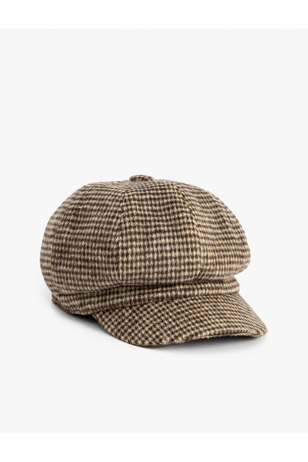 Plaid soft textured cap hat