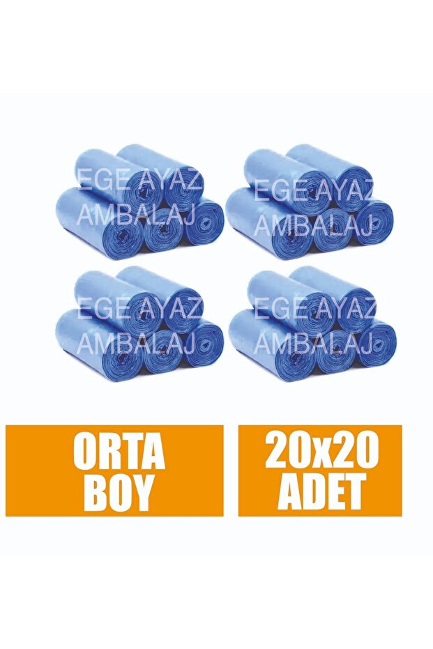 Çöp Torbası Orta Boy Mavi 55x60 Çöp Poşeti 20 Li X 20 Rulo - 1