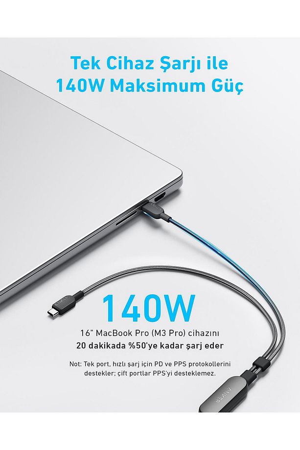 2-in-1 Usb-c To Usb-c 140w Kablo - A8895 - 3
