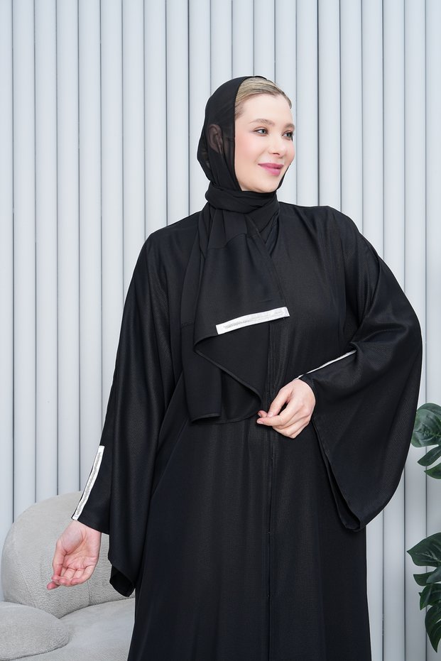 Hyjap Abaya Dubai Silk with Shales Ferace Cut Beads Standard Size 38-44
