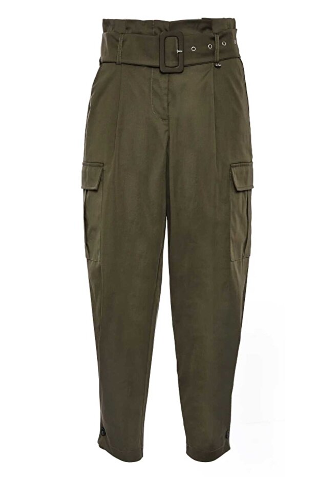 Kemerli kargo pantolon - 4