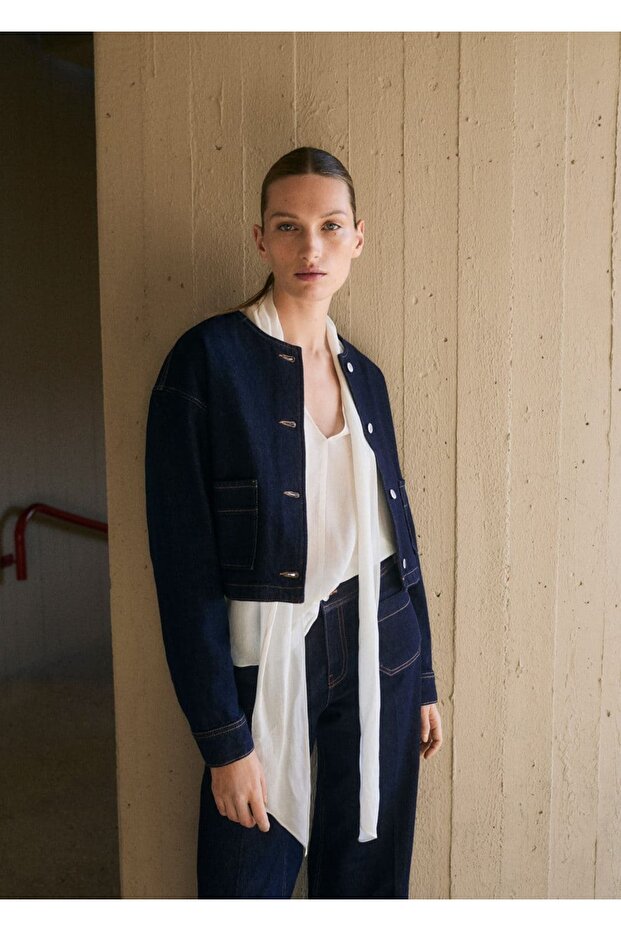 Rinse wash denim ceket - 1