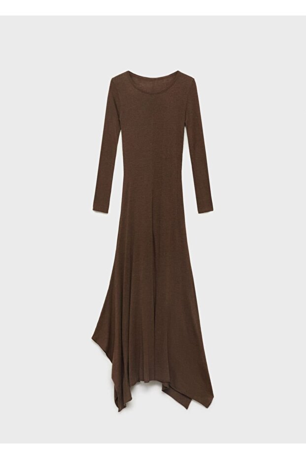 Eteği asimetrik triko elbise - 3