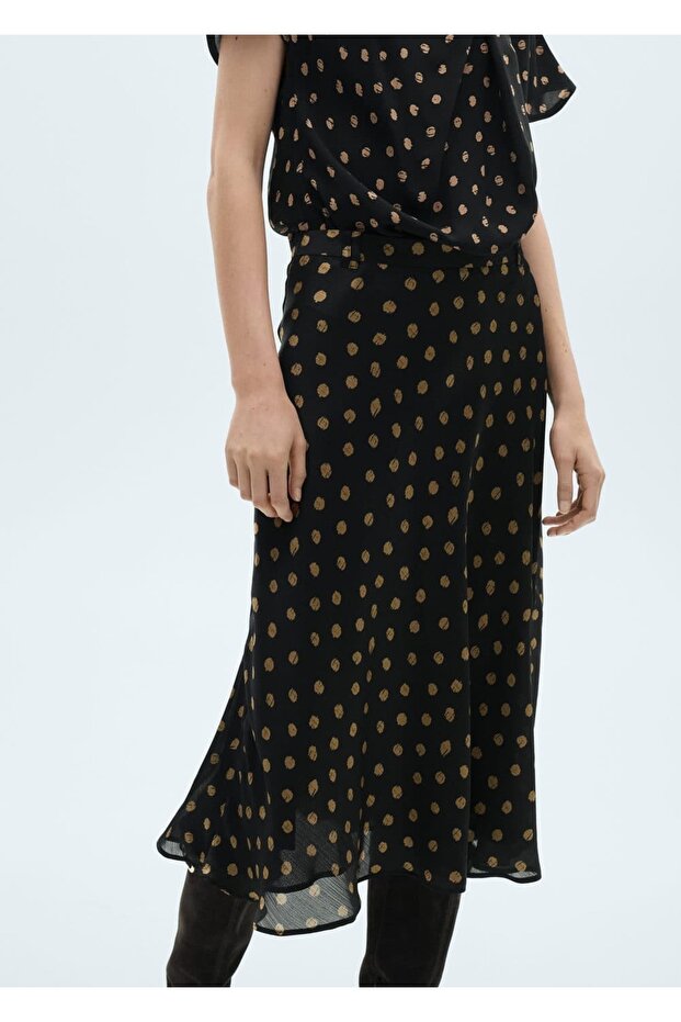 Puantiyeli midi etek - 1