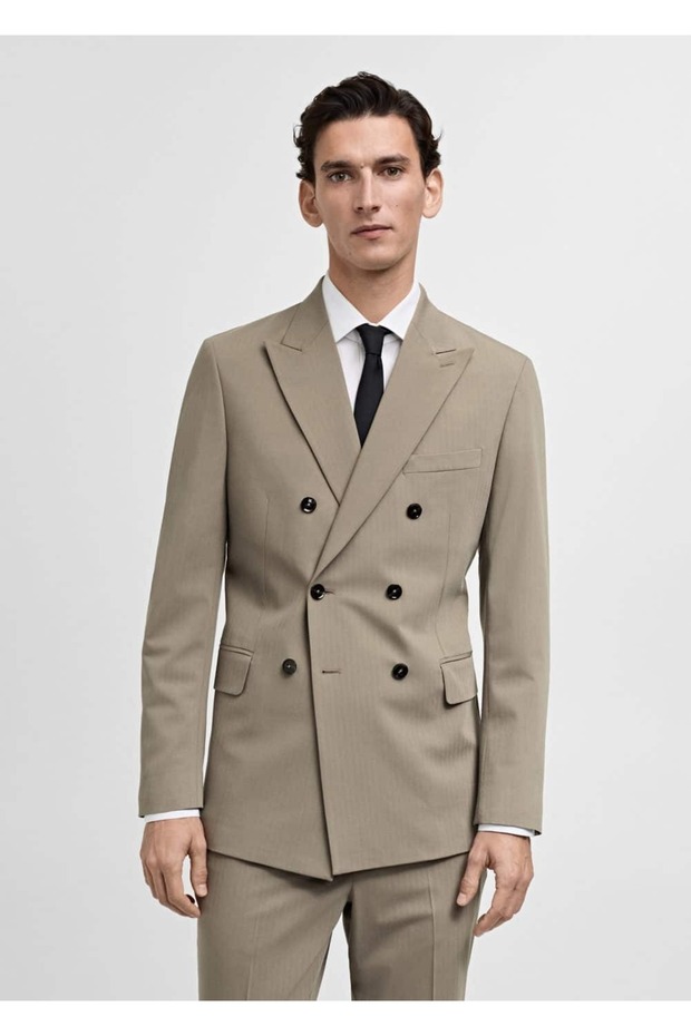 Slim-fitting double-breasted blazer jacket - 1