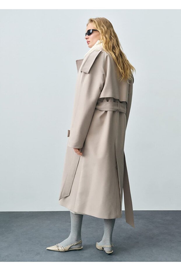 Kemerli oversize trençkot - 4