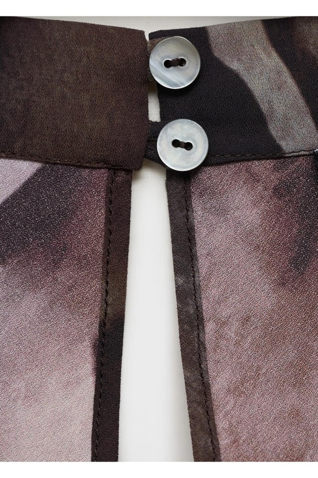 Zebra desenli saten bluz - 5