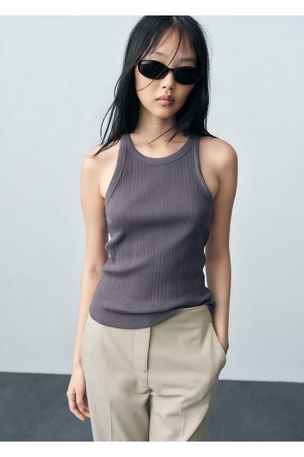 Pamuklu halter yaka bluz - 1