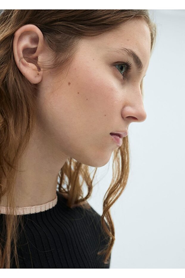 Kontrast şeritli triko elbise - 6