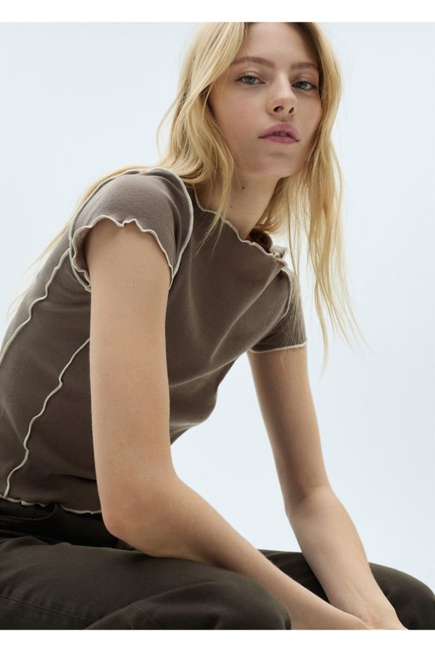 Contrast Cut Short Blouse