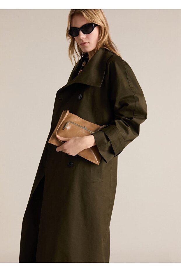 Çift düğmeli uzun trençkot - 6