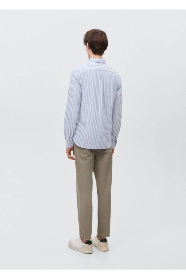 Çizgili Oxford gömlek - 4