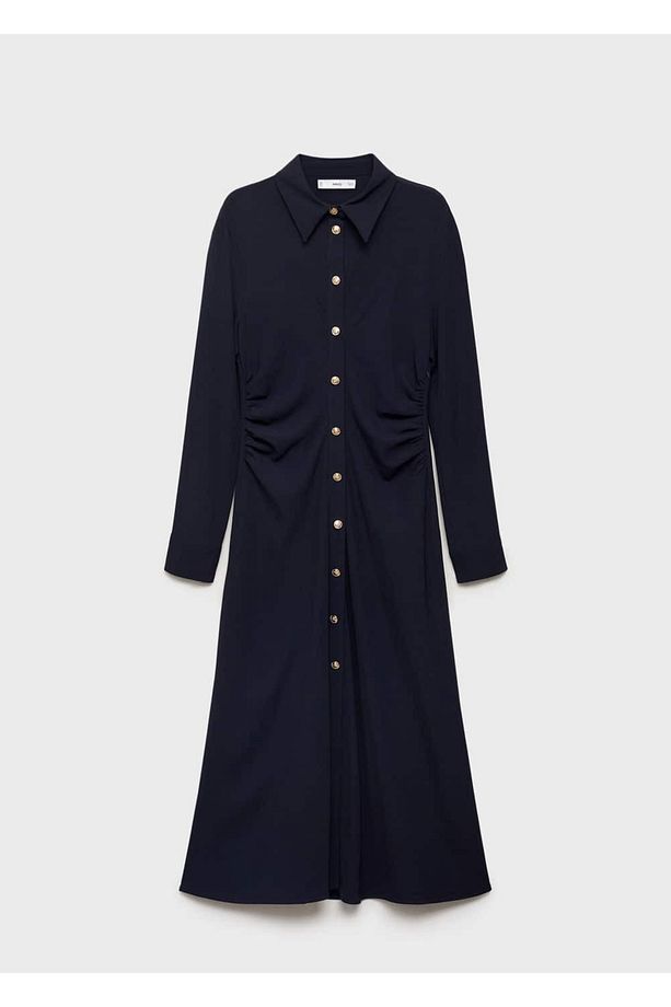 Beli drape midi elbise - 3