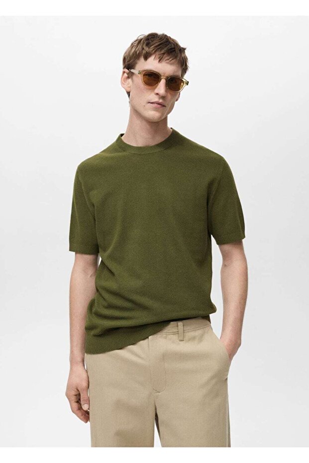 Pamuklu ince dokuma tişört - 1