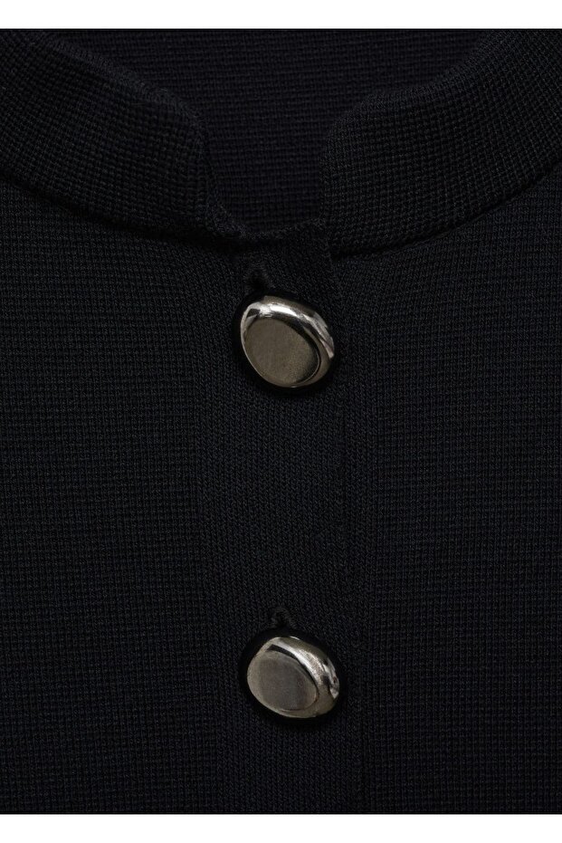 Mücevher düğmeli şerit yakalı ceket - 5