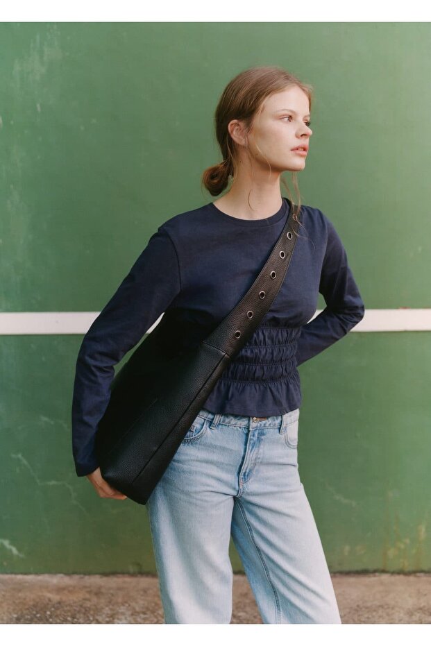 Beli büzgülü tişört - 8