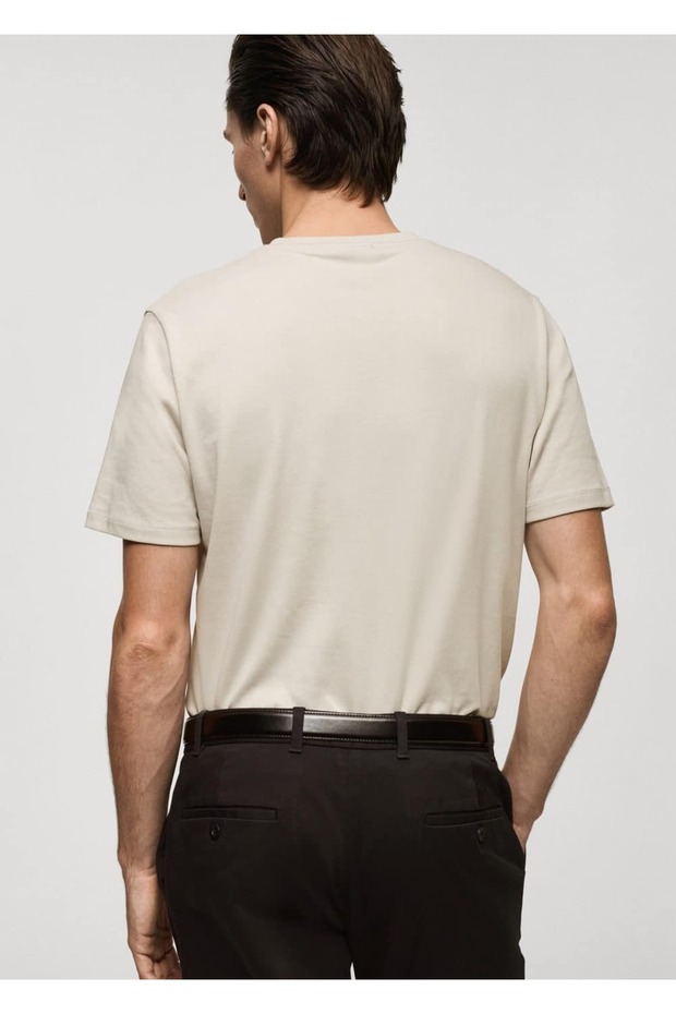 Regular kesim %100 pamuklu tişört - 4