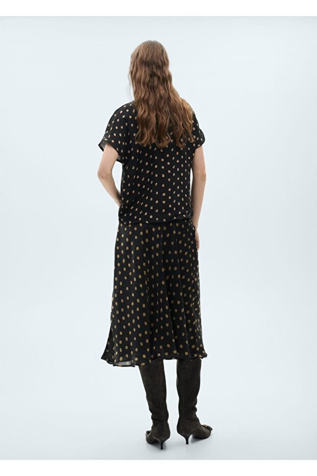 Drape yakalı puantiyeli bluz - 4