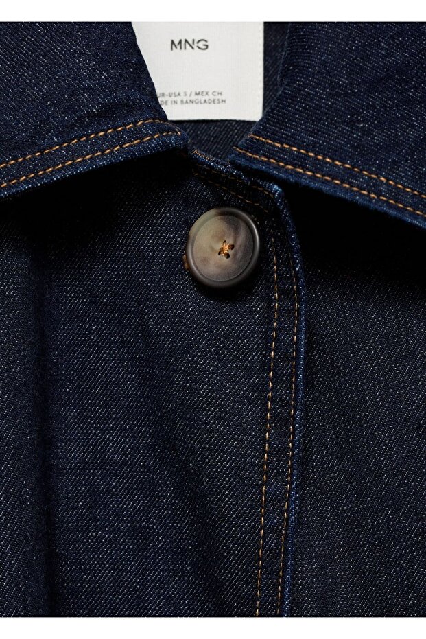 Uzun rinse wash denim trençkot - 8