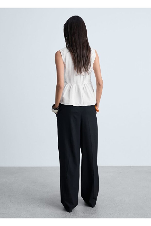 Pamuklu Pileli Bluz - 4