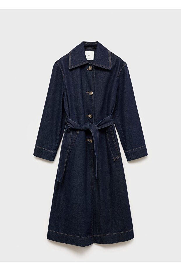 Uzun rinse wash denim trençkot - 3