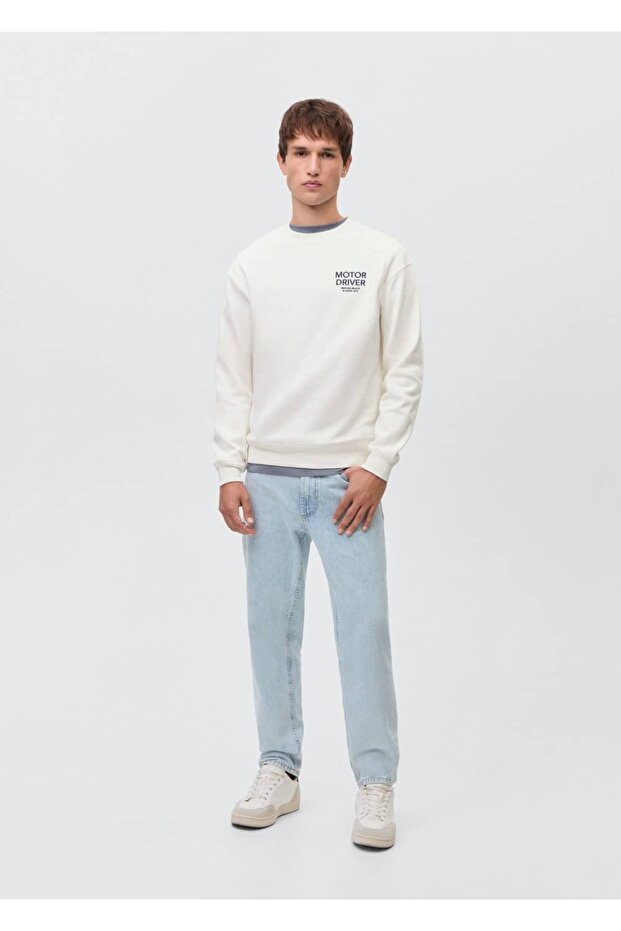 Desenli pamuklu mesajlı sweatshirt - 2