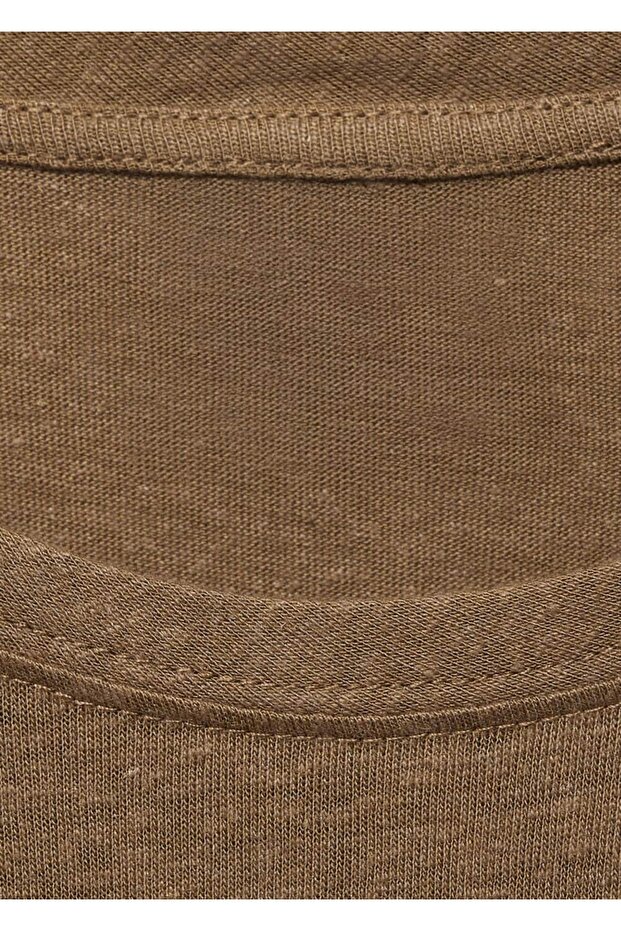 Slim Fit Keten Tişört - 7