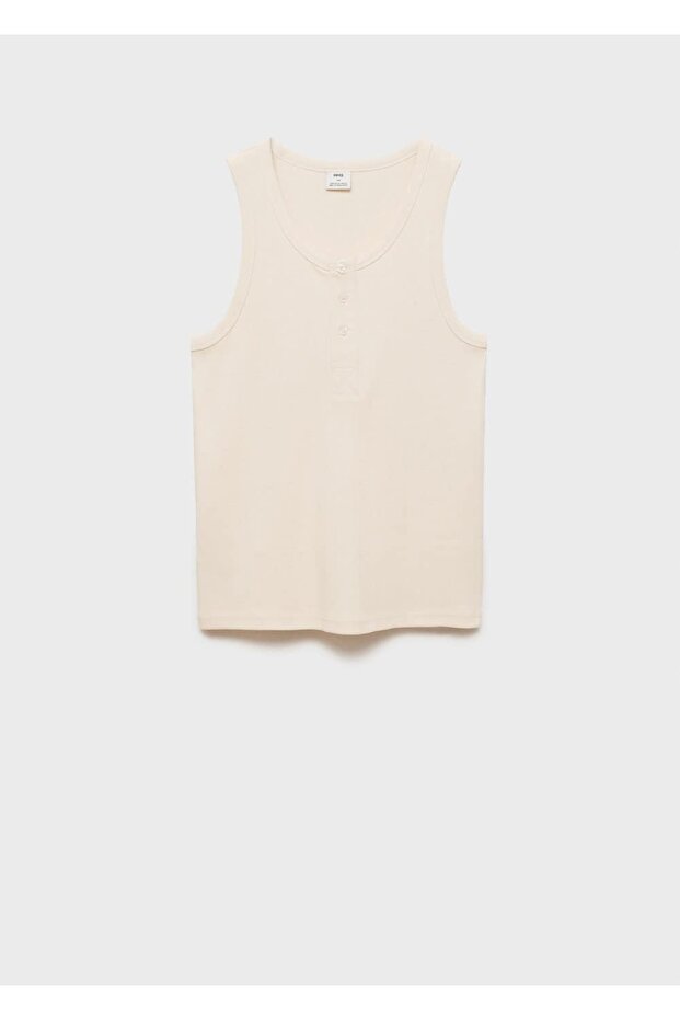 %100 pamuklu askılı düğmeli tişört - 3