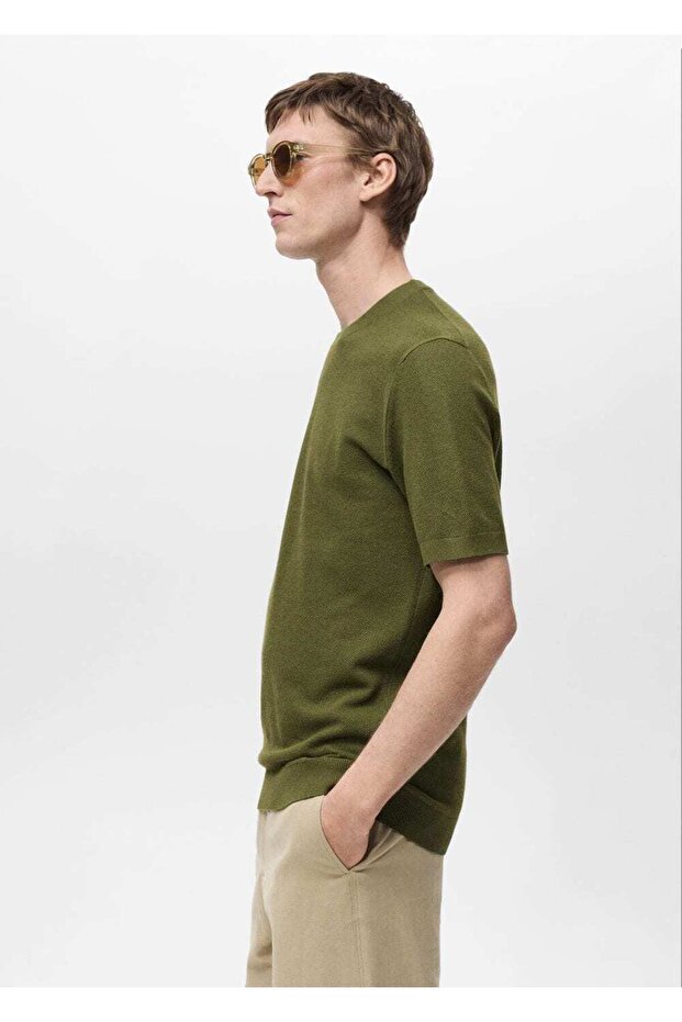 Pamuklu ince dokuma tişört - 5