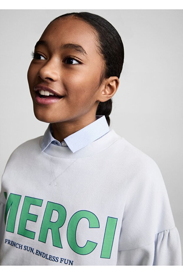 Mesajlı pamuklu sweatshirt - 7