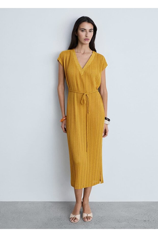 Pilili kemerli elbise - 2