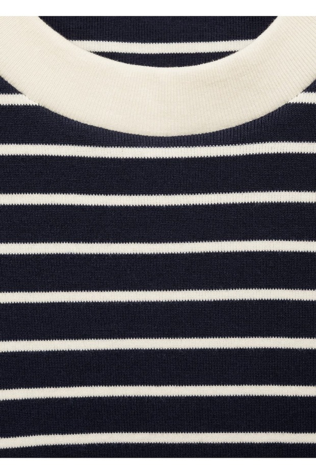 Pamuklu çizgili tişört - 5