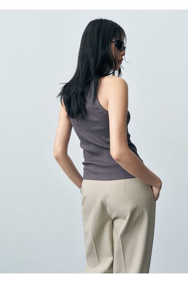 Pamuklu halter yaka bluz - 4