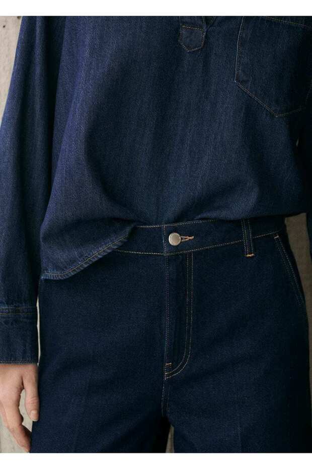 Yüksek bel wideleg rinse wash jean - 5