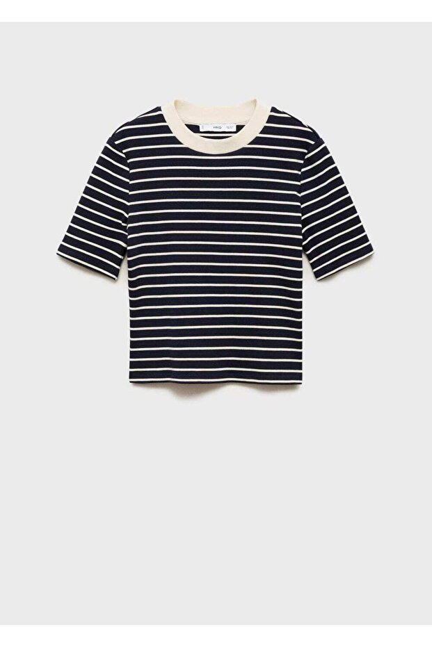 Pamuklu çizgili tişört - 3