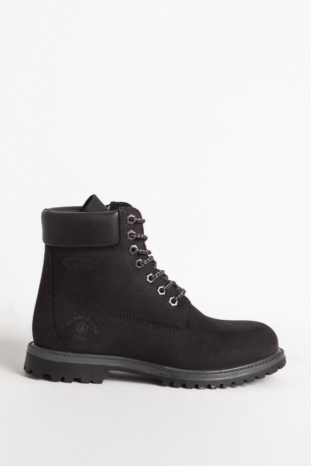 Women's Waterproff Lace-Up Casual Boots Real Nubuck Leather Hj 1101g Black