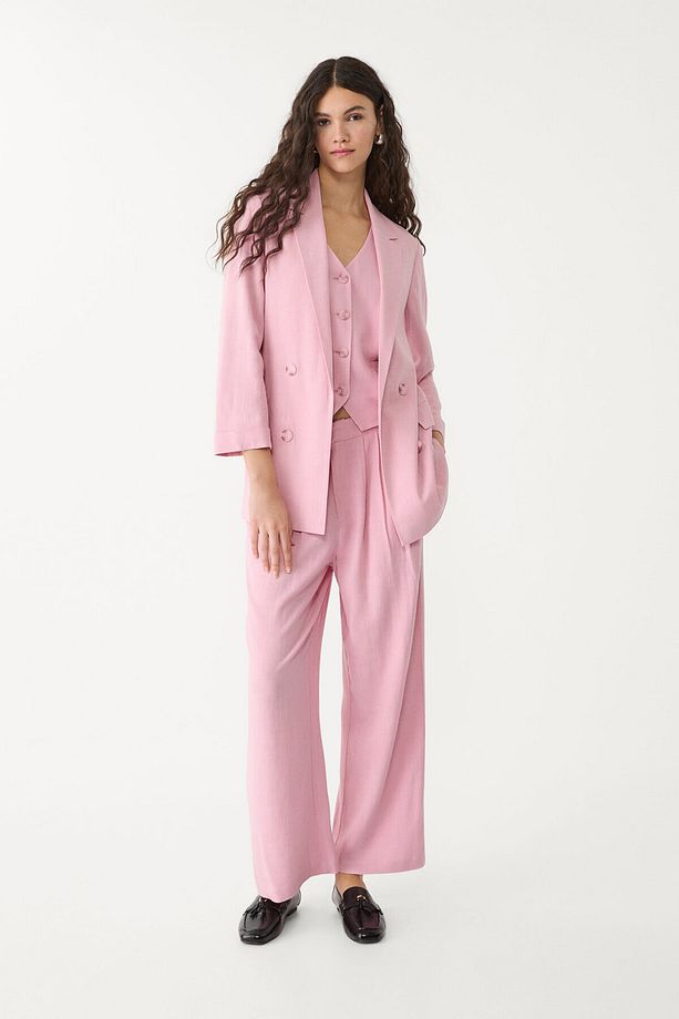 Keten karışımlı ve önü açık blazer - 2