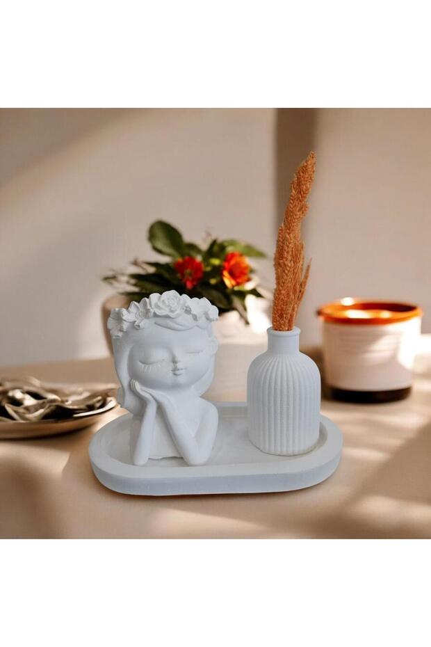 3 lü dekoratif vazo biblo tabak set - 1