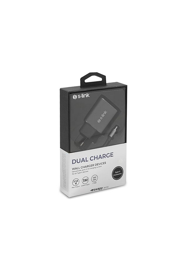 Şarj Aleti Takım Çift Çıkışlı 3.1 A + Type-C Kablo S-link Swapp SW-EHT36M - 4