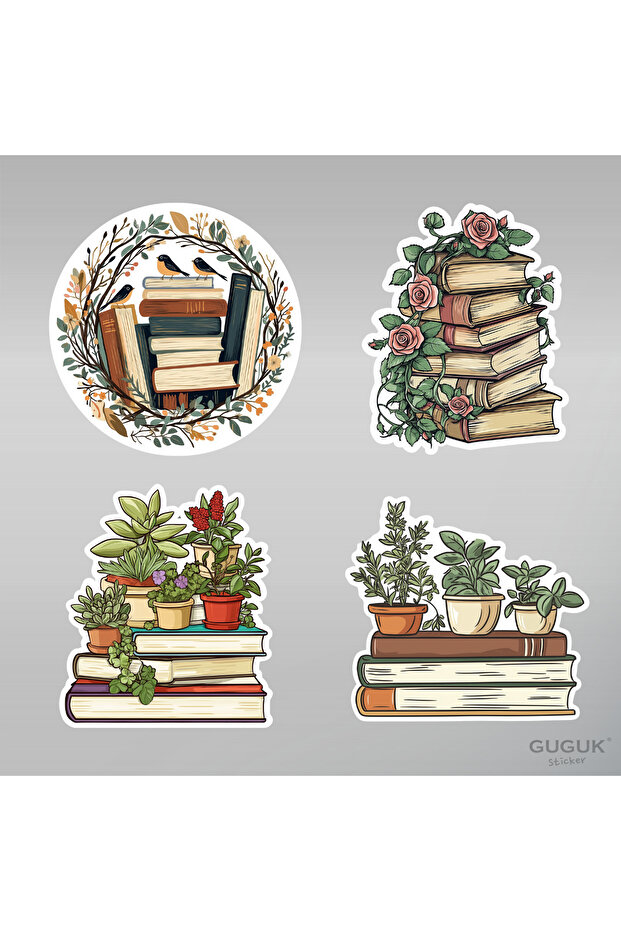 Kitap ve Bitkiler Sticker Seti - 4