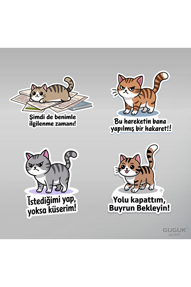Sevimli Kedi Sticker Seti - 6