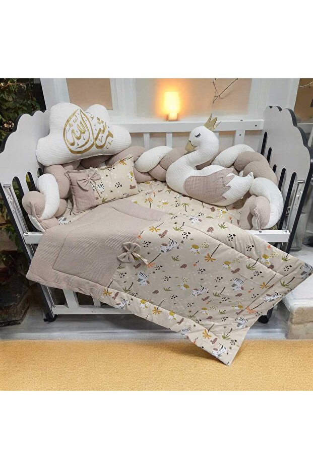 Embroidered Cloudy Duck Pillow 3-Piece Knitted Park Crib Sleeping Set 60*120 cm 6 Pieces
