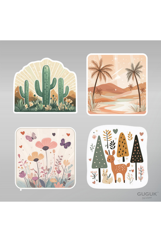 Retro Doğa Sticker Seti - 4
