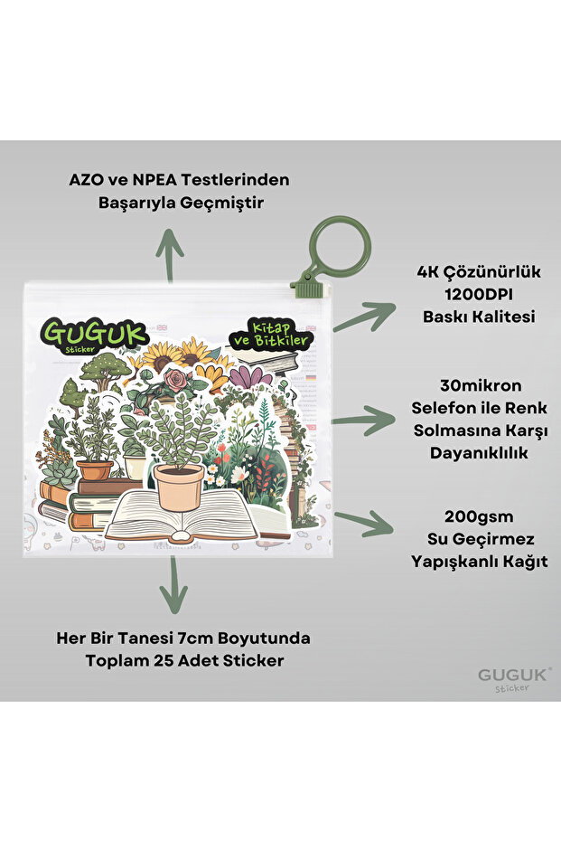 Kitap ve Bitkiler Sticker Seti - 8