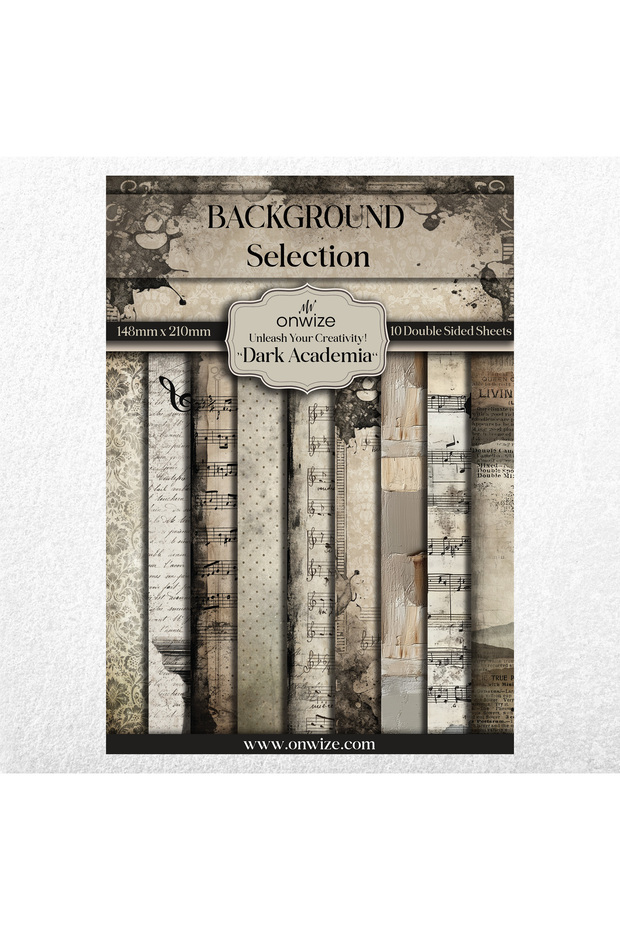 Scrapbooking Dekopaj Kağıdı 'Dark Academia' 10 Double Sayfa 148x210mm (5"x8") 220 Gram Kağıt - 5