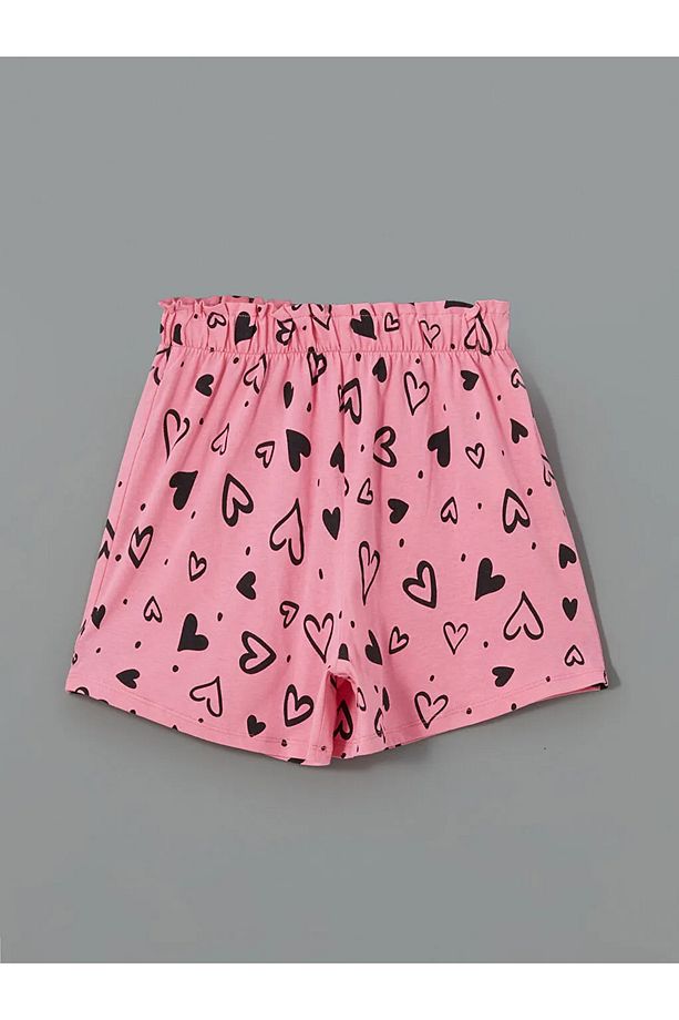 LCW Kids Ekru Bisiklet Yaka Kız Çocuk Şortlu Pijama Takımı - 5